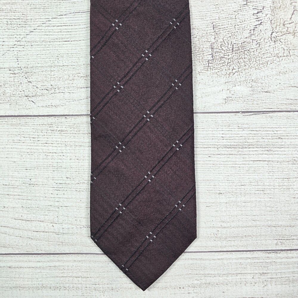 Hugo Boss Men's VINTAGE 100% Silk Retro Luxury Brown Geometric Neck Tie